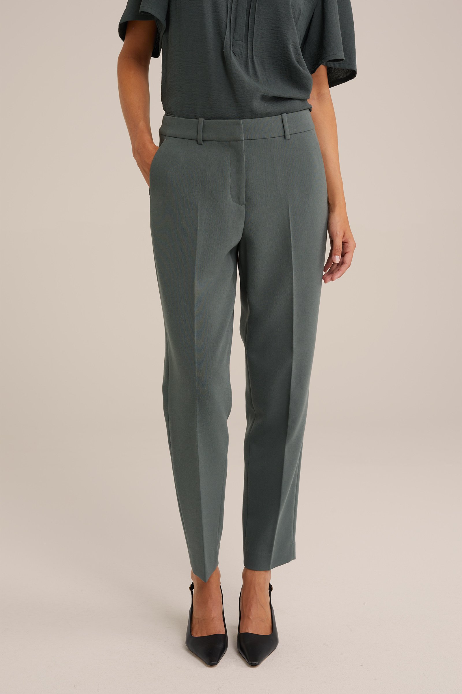 slim fit pantalon WE Fashion Zeegroen
