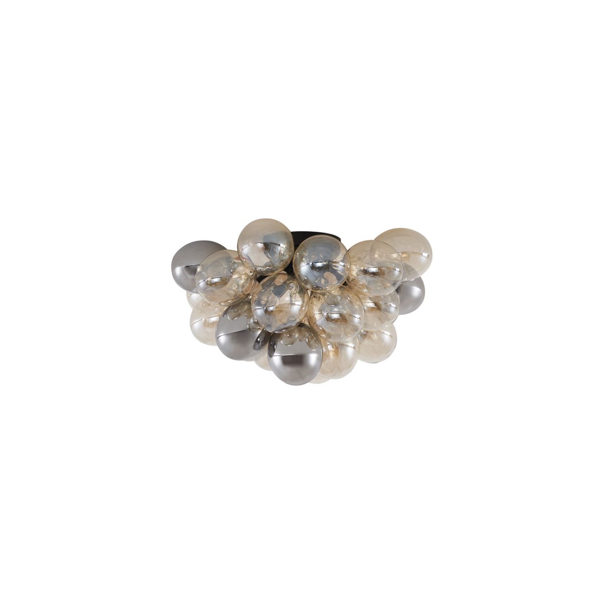 Design plafondlamp zwart met amber en smoke glas 6-lichts - Uvas