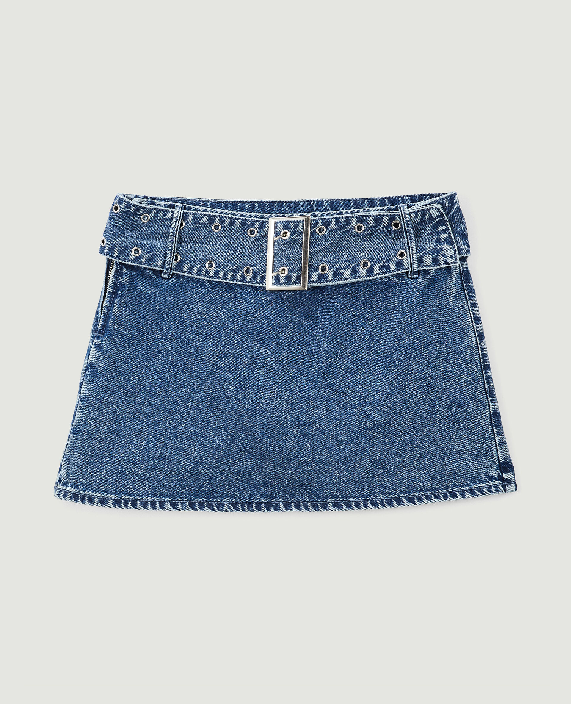 Jupe-short avec ceinture œillets - Bleu