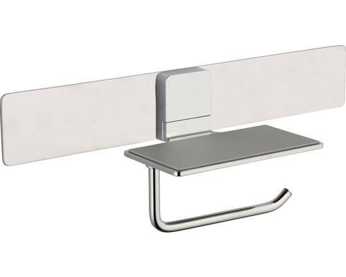 REIKA Ovaro toiletrolhouder met magnetische plank, verchroomd, zonder montageplaat