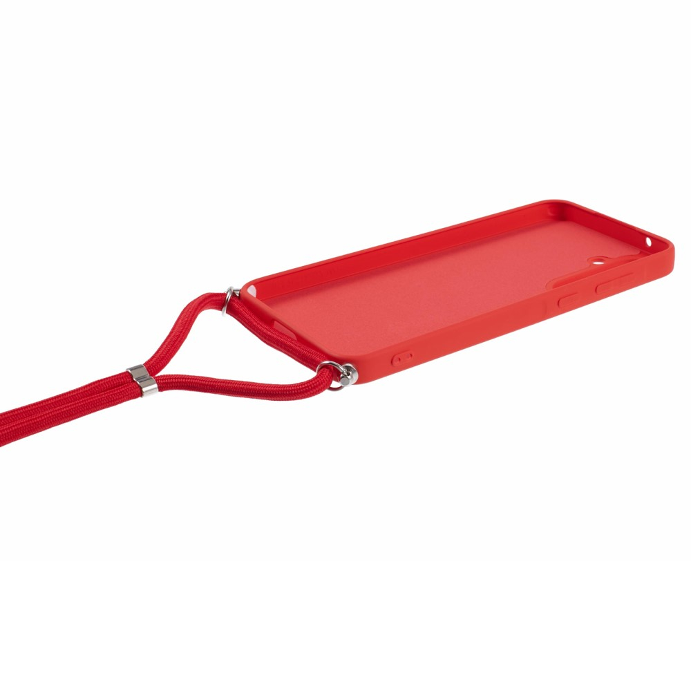 Samsung Galaxy A55 Necklace Gummi Case Hülle   Handykette (140cm) - Rot / Silber