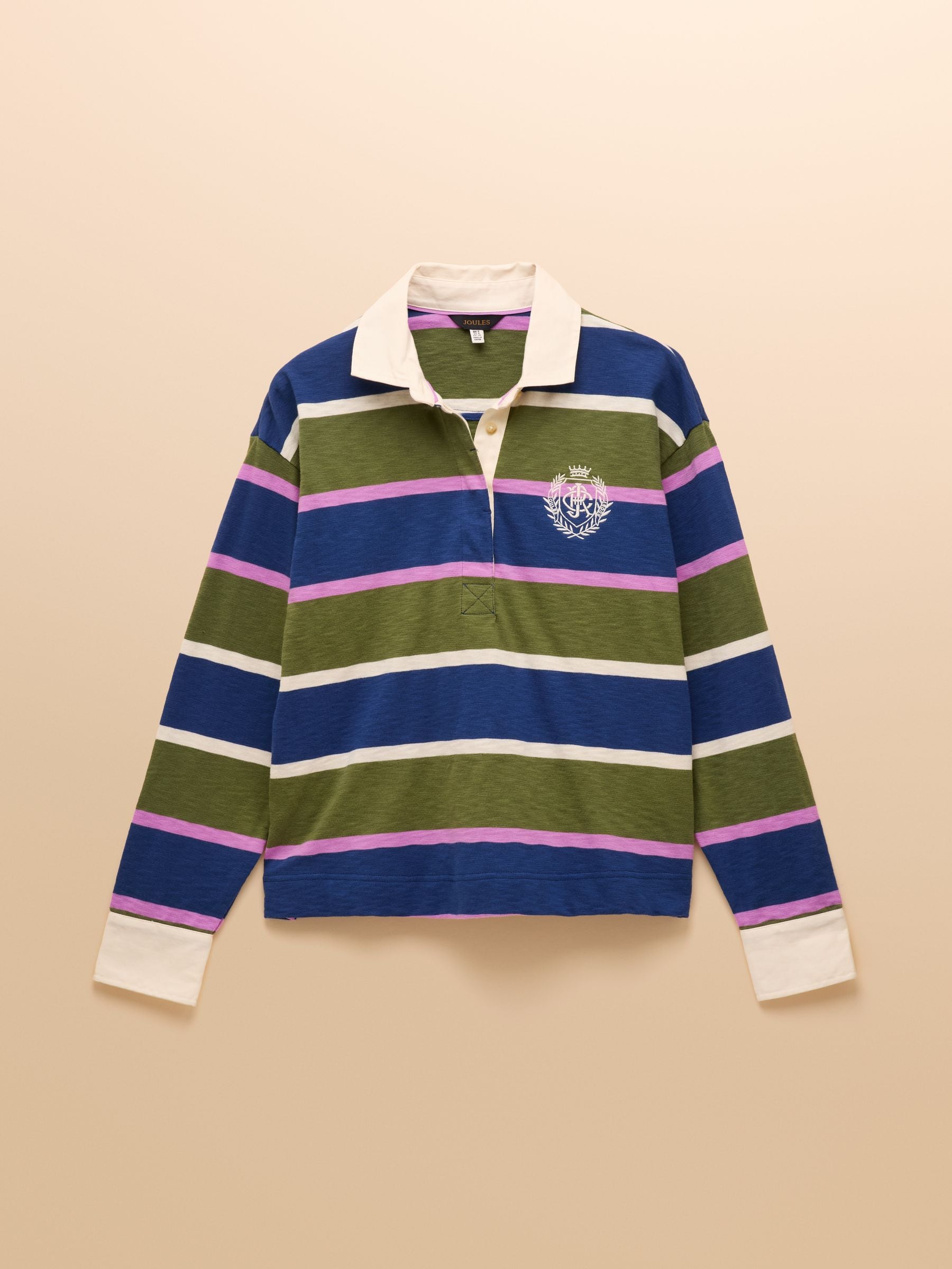 Blauw groen gestreept - Joules Lara boxy fit rugby shirt