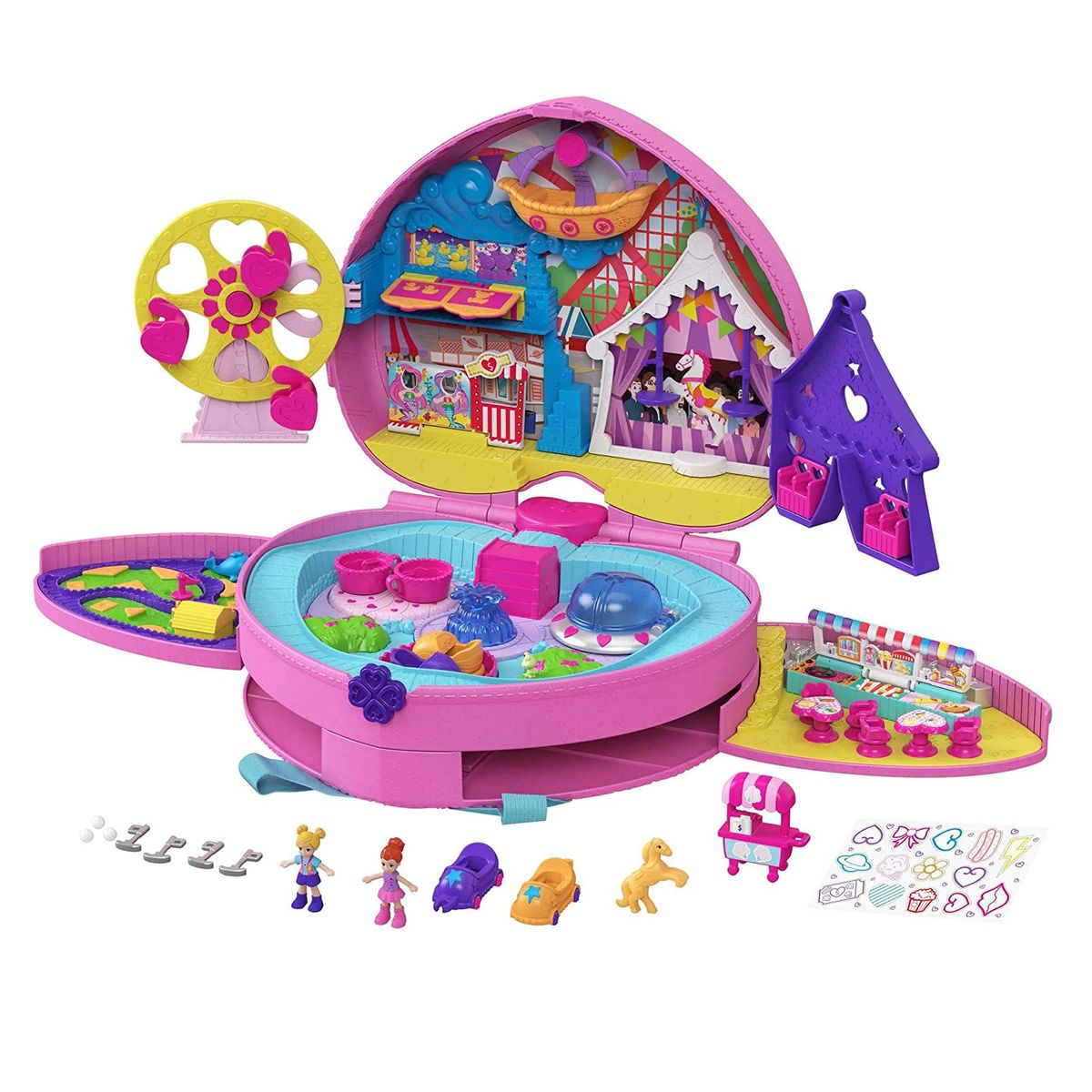 Mattel GKL60 - Polly Pocket - Micro - Freizeitpark Rucksack, Spielset mit Figuren und Zubehör