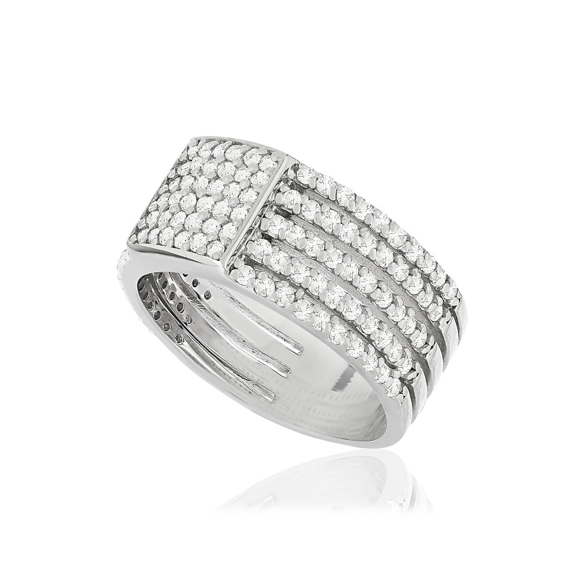 Bague argent 925 carré zirconias