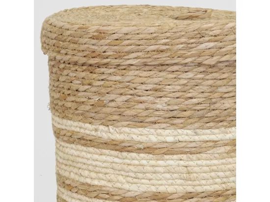 Boîtes de rangement en maïs naturel et blanc (lot de 3)