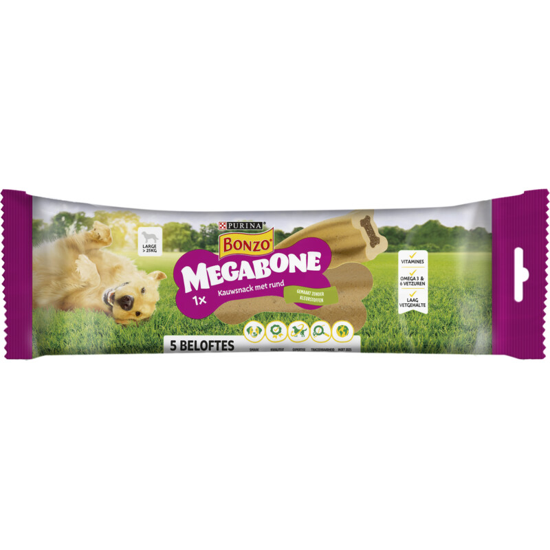 Bonzo Megabone hondensnack groot met rund