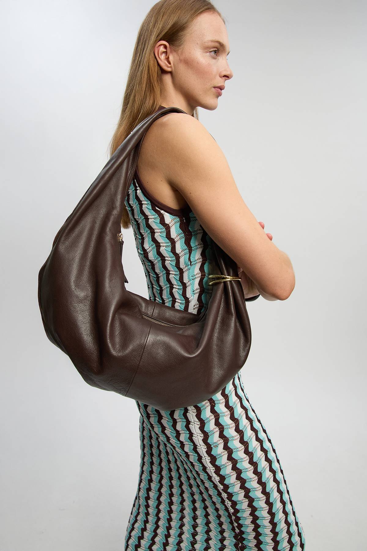 KarenMillen Robe Midi Sans Manches En Maille Pointelle À Col Contrastant