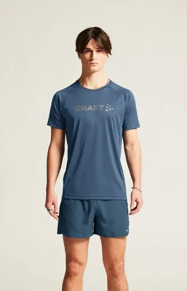 Craft CORE Unifly Logo Hardloopshirt Korte Mouwen Blauw Heren