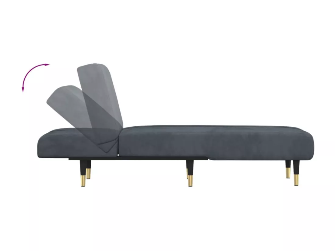 Prolenta Premium - Chaise longue gris foncé velours