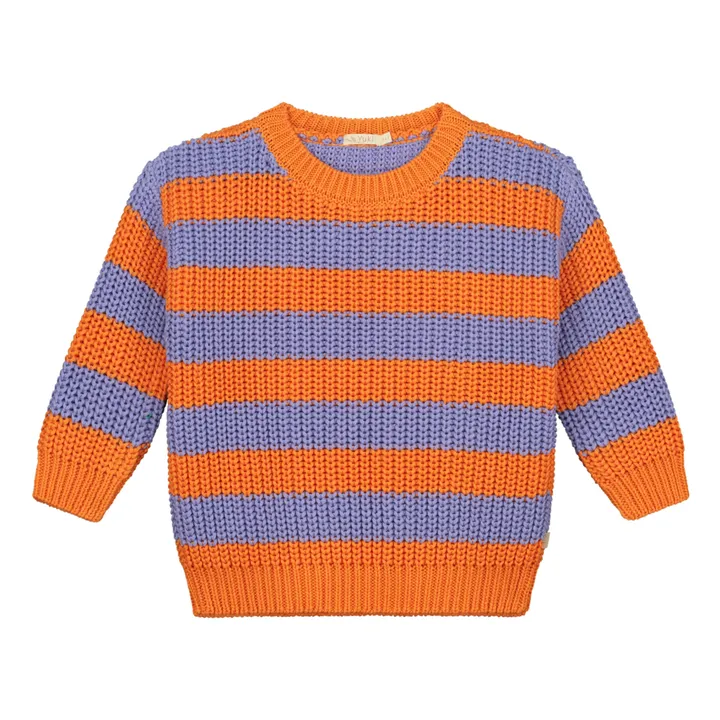Yuki Pull Chunky Rayure Coton Bio | Orange