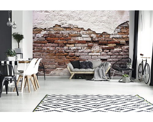 Vliesbehang 10182V4 Oude Rode Muur 2-delige set 254 x 184 cm