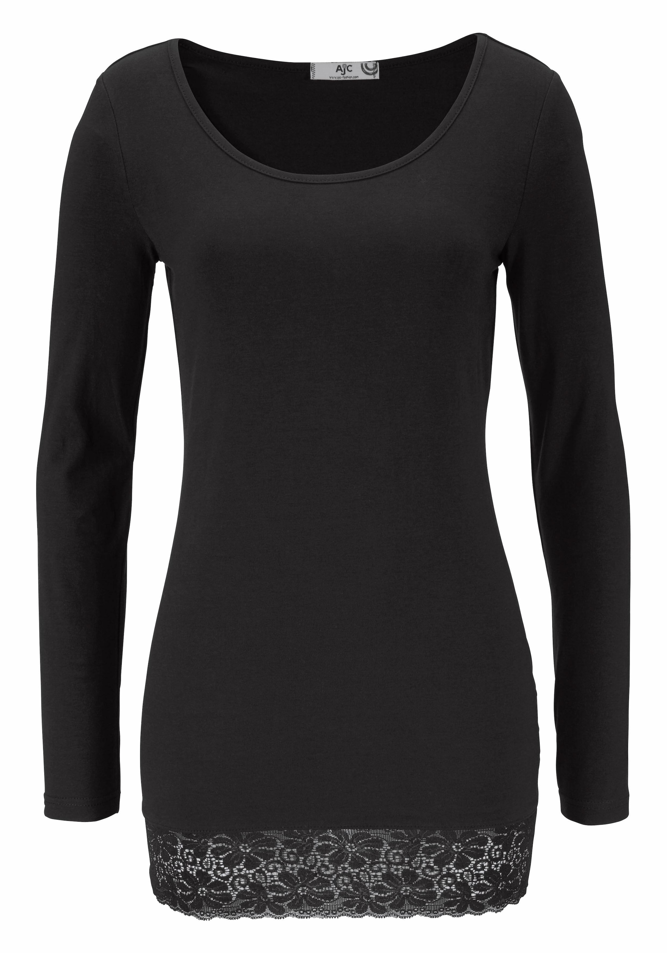 AJC Longshirt , Langarm,  figurbetonter Schnitt,  unifarben,  Rundhalsausschnitt