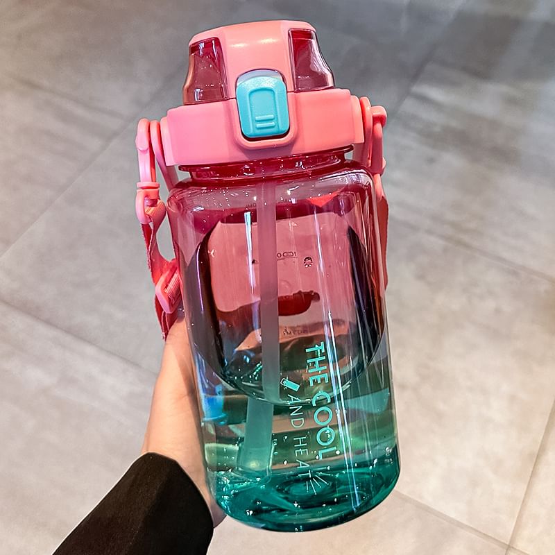 Choyce - Beletterde plastic drinkfles met rietje (verschillende ontwerpen)