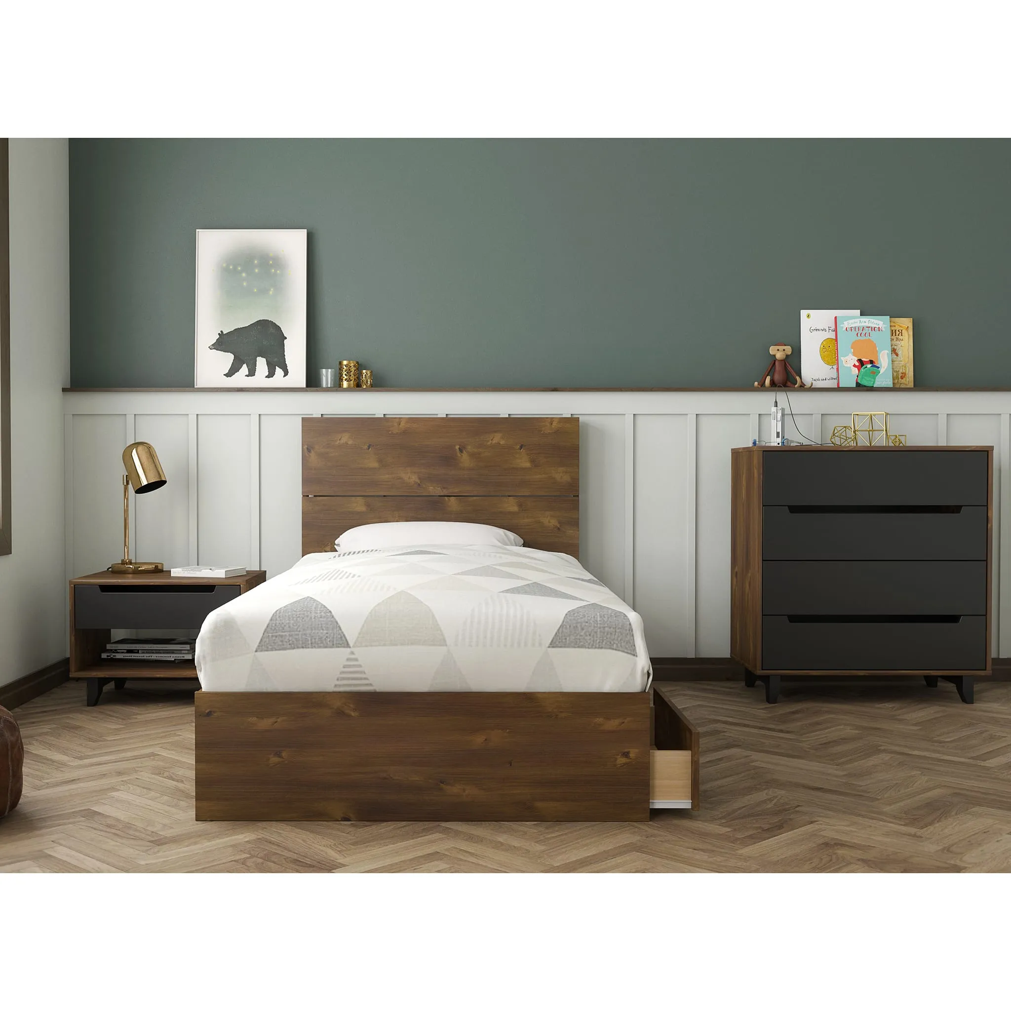 Nexera Table de Nuit Barista - Truffe et Noir