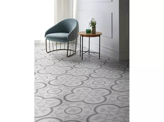 Boite de 24 Carreaux de ciment véritable 0,96m2 / Carreaux de ciment artisanaux pour sol et mur coloris Gris - l.20 x L.20cm