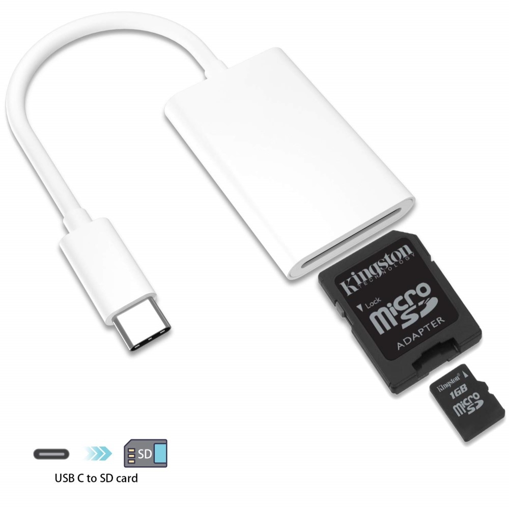 USB C auf SD / Micro SD Kartenlesegerät OTG Card Reader - Weiss