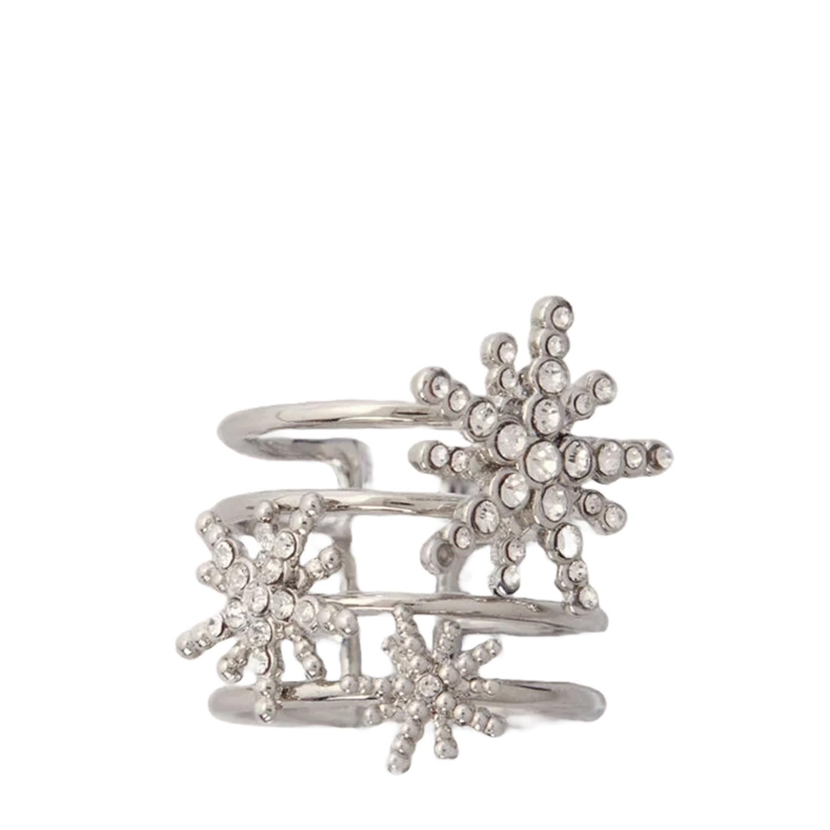 Bague anneaux à étoiles strassées | Argent