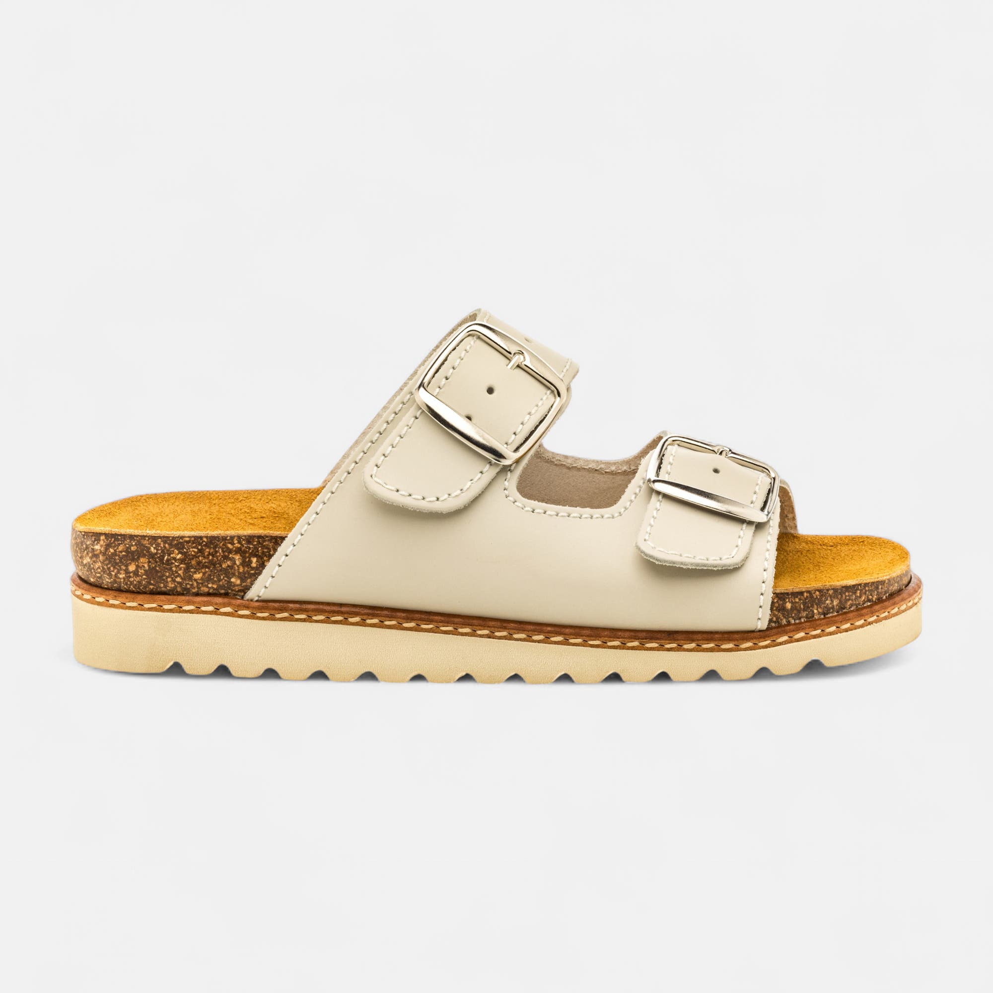 Mules semelle liège Femme en cuir beige
