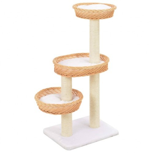 Arranhador de 3 níveis para gatos, marrom