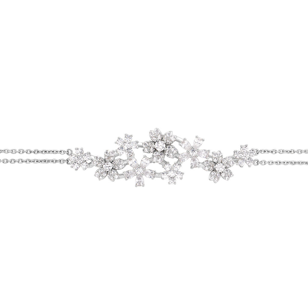 Bracelet Midnight Flower Argent Blanc Oxyde De Zirconium