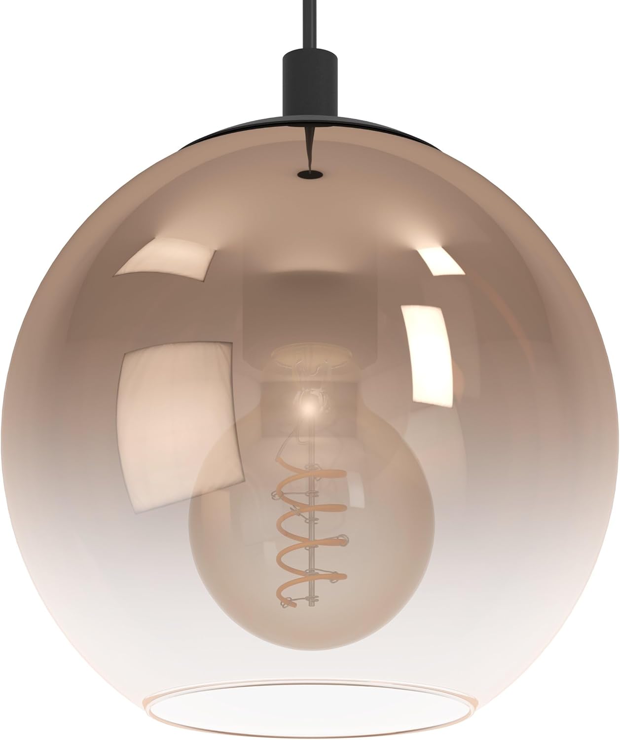 EGLO Cluster Hängelampe Ariscani 1, 3-flammige Pendelleuchte Esstisch, Hängeleuchte Treppenhaus aus Metall in schwarz und Glas in Kupfer, Esszimmerlampe hängend, E27 Fassung, Ø 42,5 cm