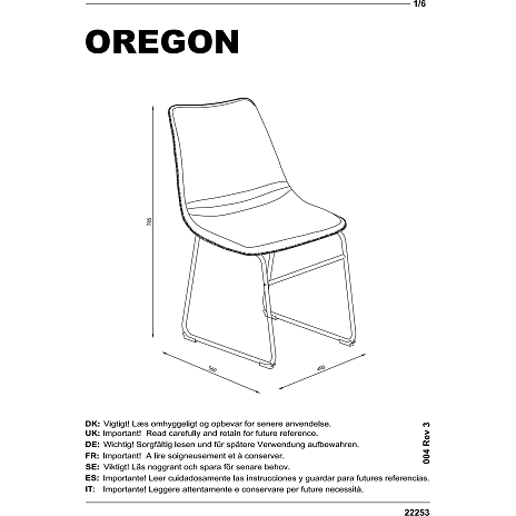 Oregon spisebordsstol - sort