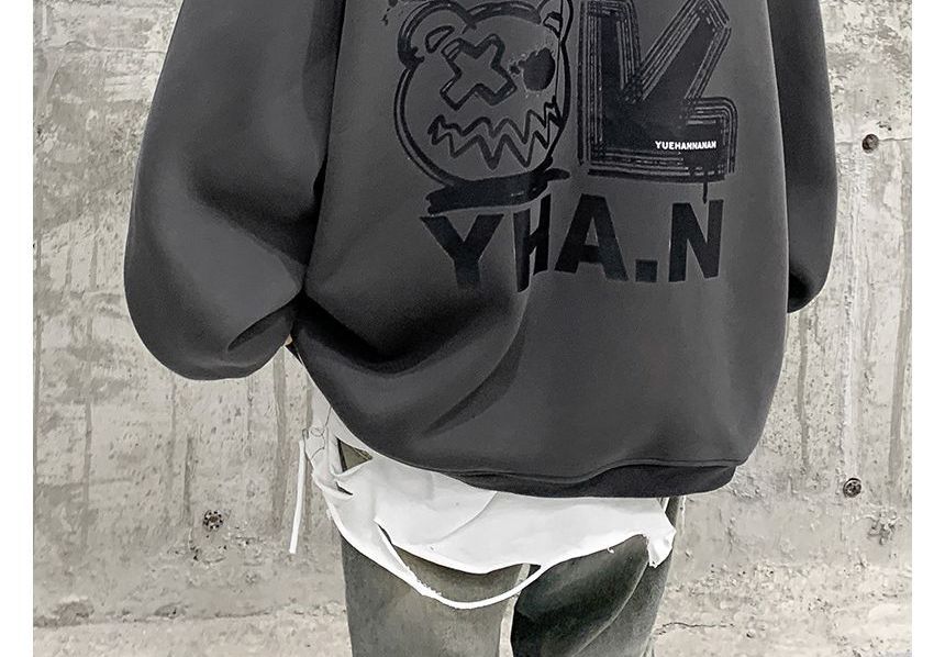 YERGO - Hoodie met trekkoord en berenprint
