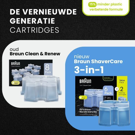 Braun 3-in-1 ShaverCare SmartCare Center Navulpatronen - Hygiënische Reiniging - 6+2 Stuks