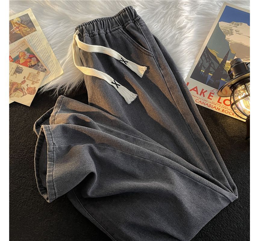 Sinlarity - Jeans met trekkoord in de taille en rechte pijpen