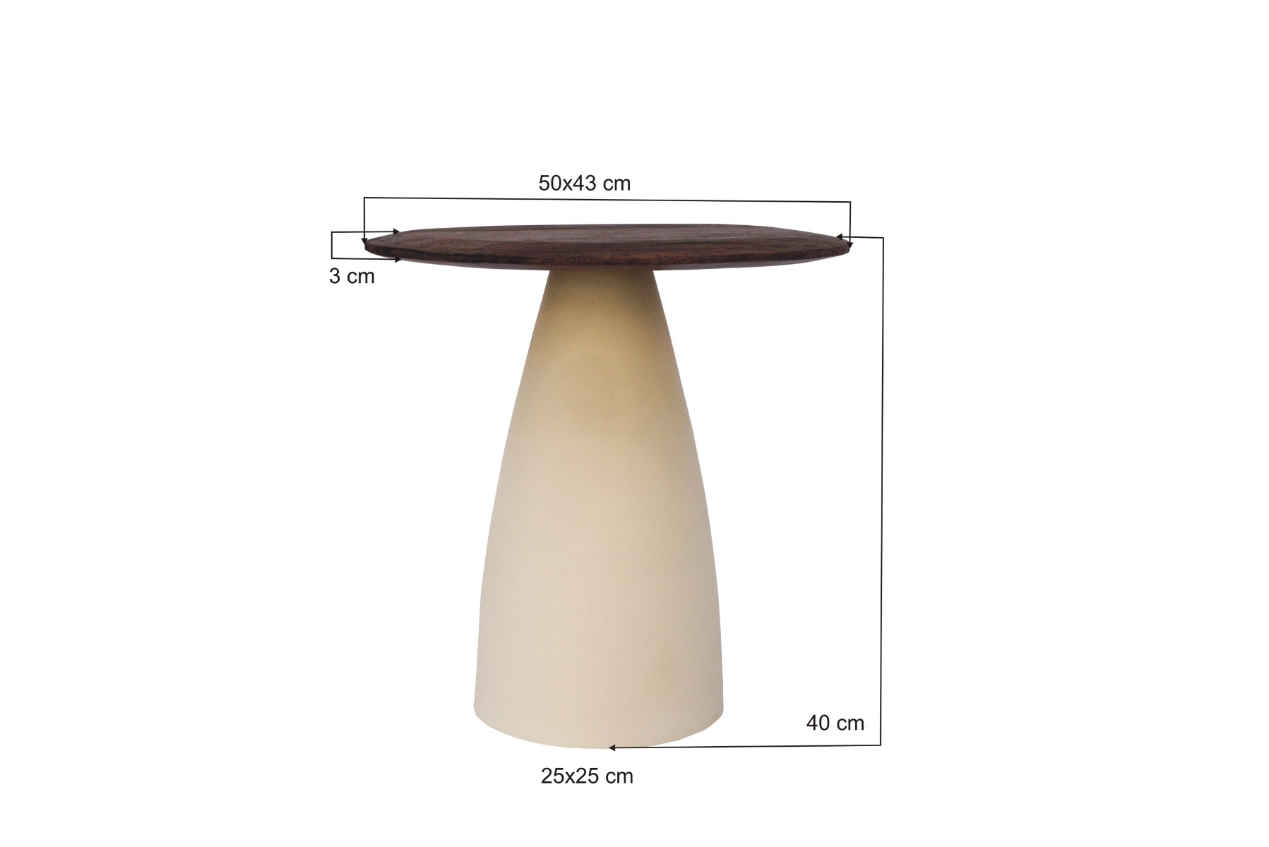 Paddestoel Organic bijzettafel 50cm Hout