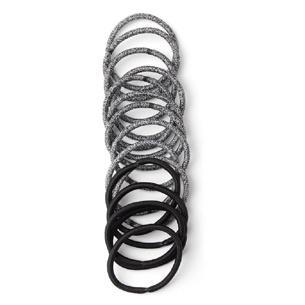Lot de 15 élastiques à cheveux polyester noir et blanc aspect chiné