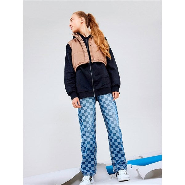 Medium Blue Denim Checkizza Straight Jeans