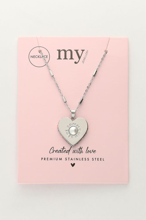 Statement ketting met groot hart en parel