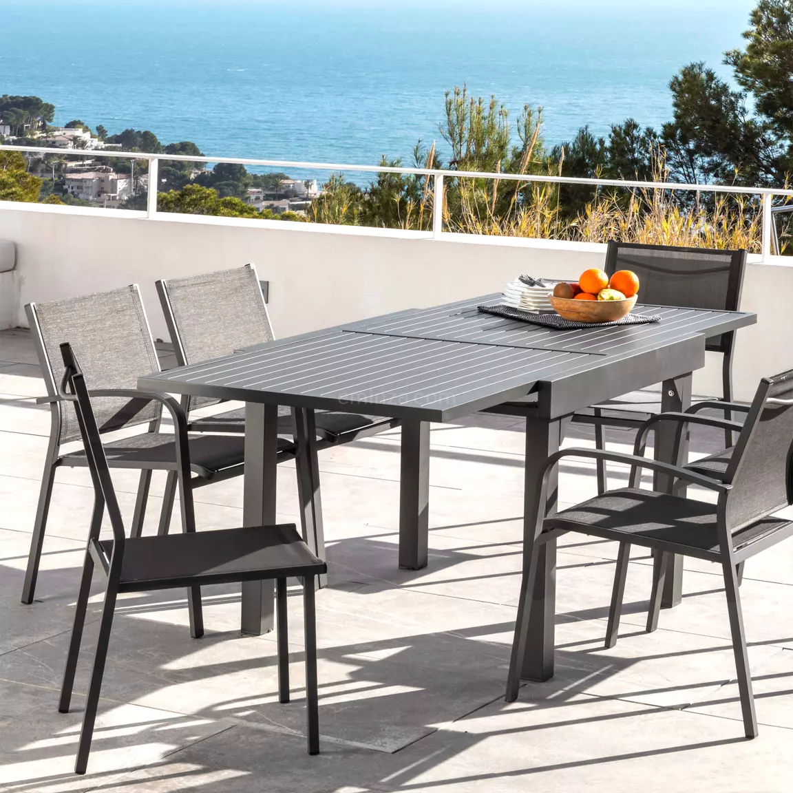 Table de jardin extensible en aluminium 8 places (90/180 x 90 cm) Murano Gris anthracite