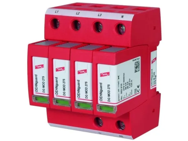 DESITEK Type 2 SPD, for max. 275 V AC, 230/400 V AC på TNS net, med fjernmelder