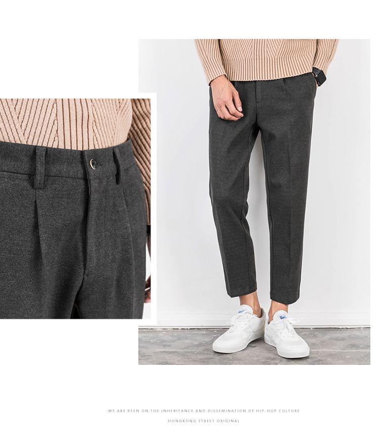 Wewewow - Mid Rise Plain Cropped Tapered Pants
