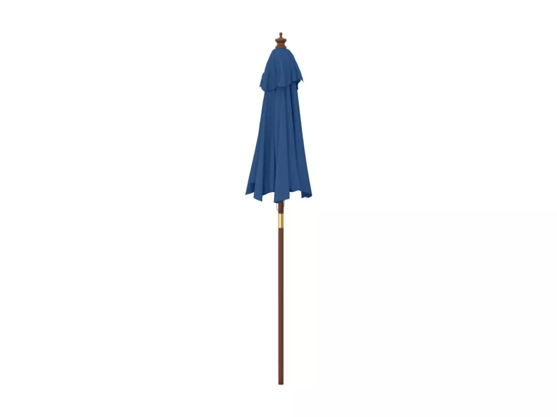 Parasol de jardin avec mât en bois bleu azuré 196x231 cm
