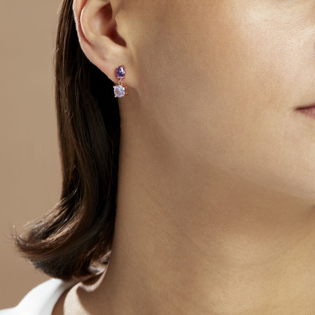 Boucles D'oreilles Pendantes Argent Rose Brenna Oxydes De Zirconium