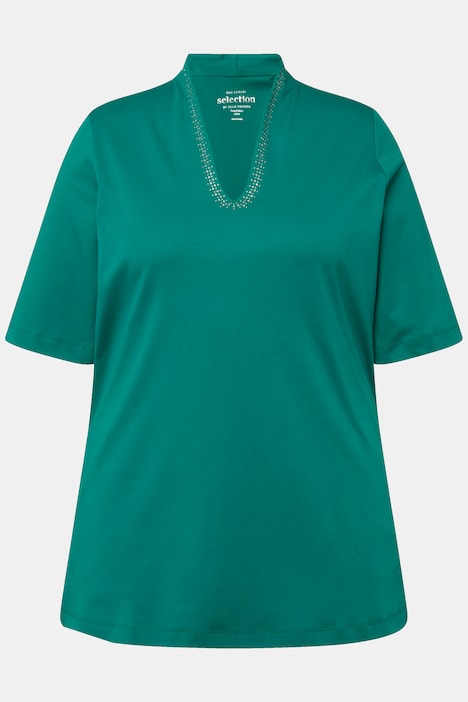 T-Shirt, Pima Cotton, A-Linie, Kelchkragen, Halbarm