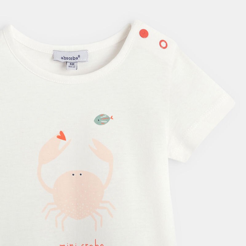 T-shirt manches courtes bébé fille en coton beige Absorba Beige