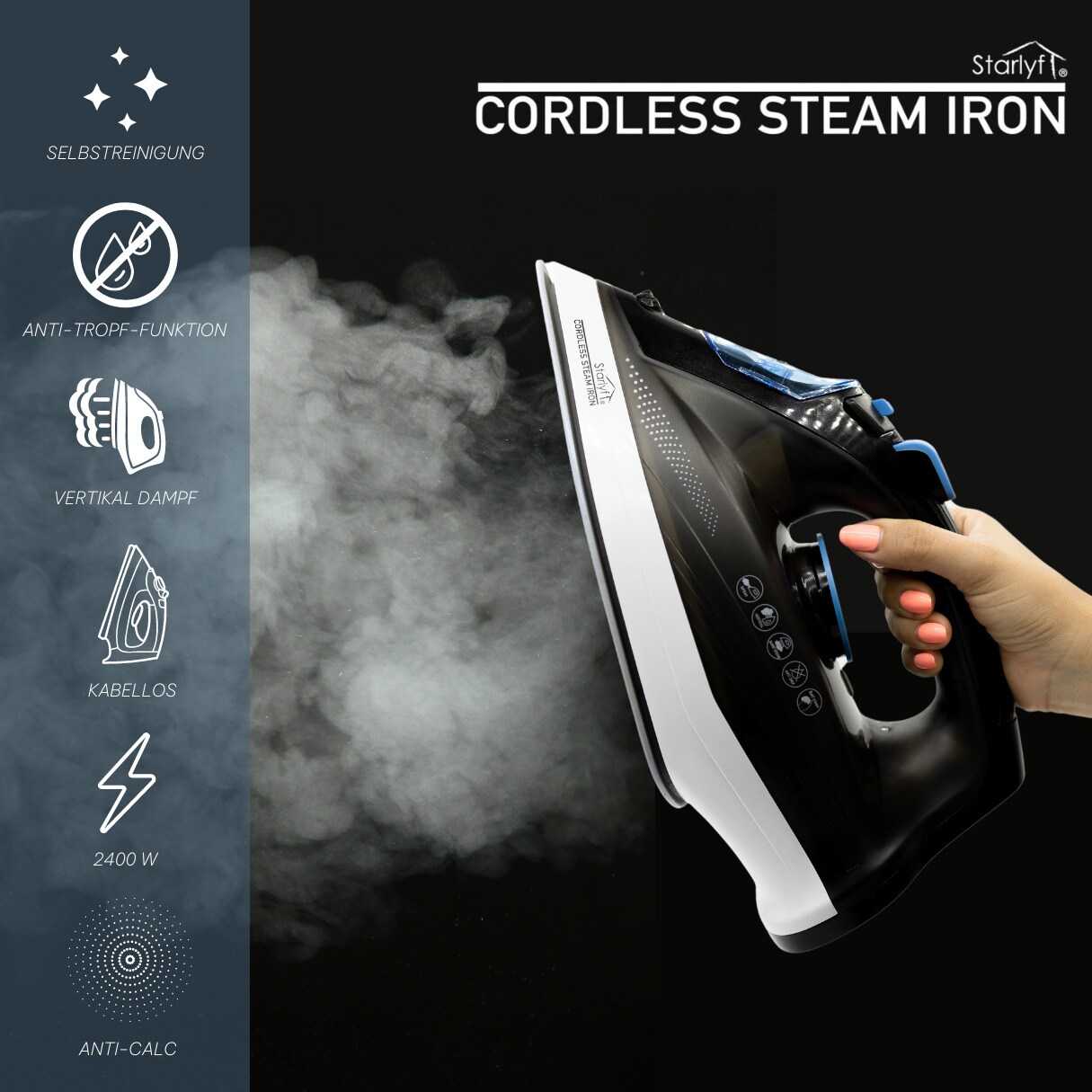 Starlyf® Bügeleisen kabellos Dampfbügeleisen Cordless Steam Iron