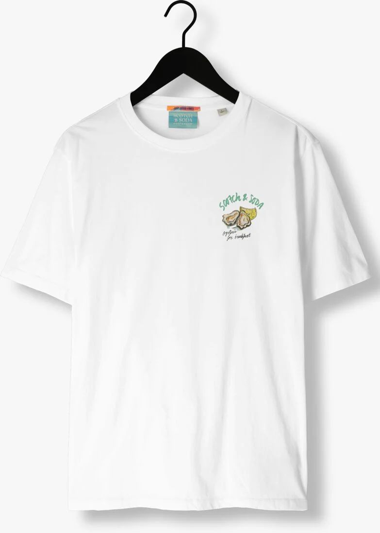 SCOTCH & SODA witte scotch & soda t-shirt front back artwork t-shirt