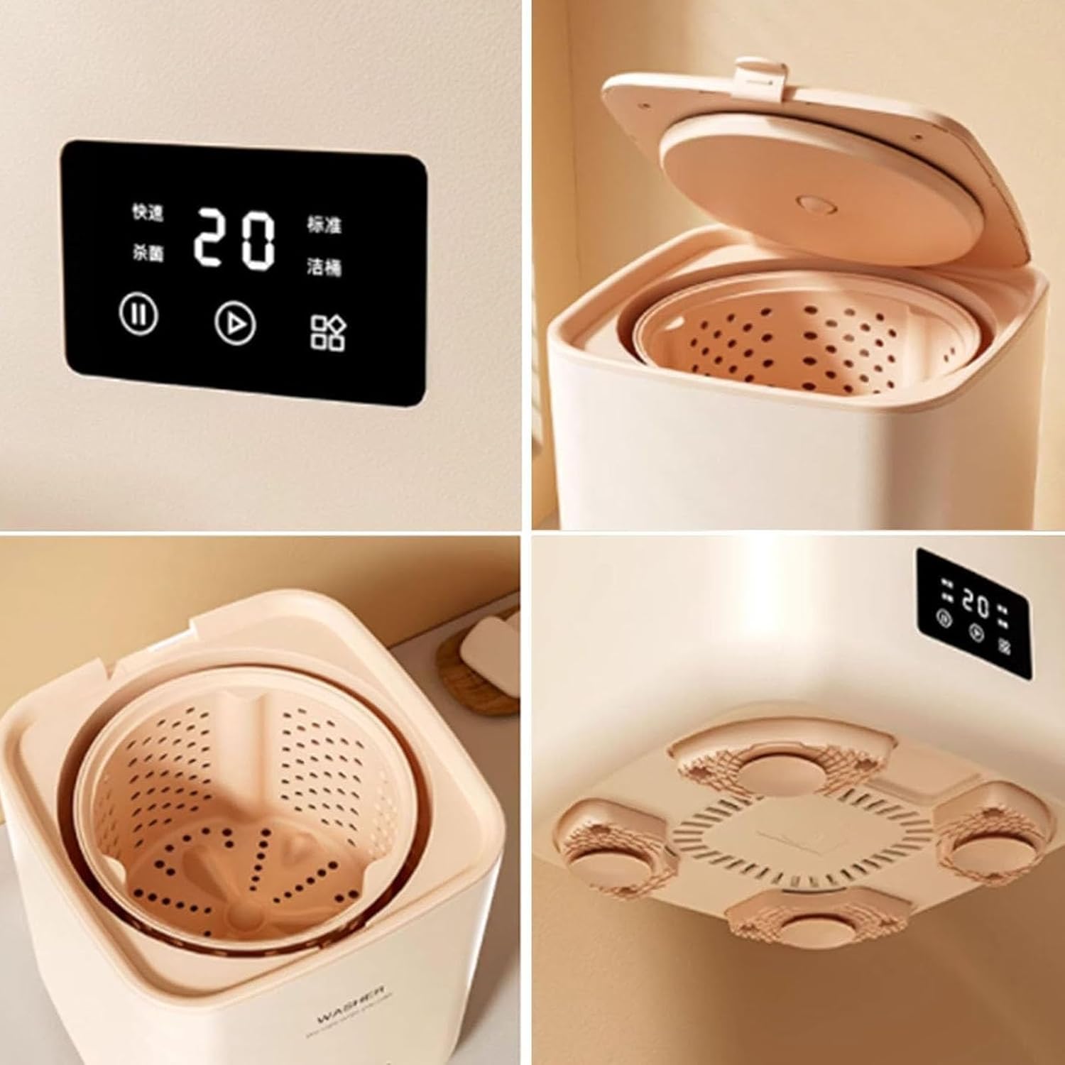 Tragbare Mini-Waschmaschine, intelligente Wäschepflege mit 4 Reinigungsmodi für Babykleidung, Unterwäsche, Camping, Wohnmobil, Reise