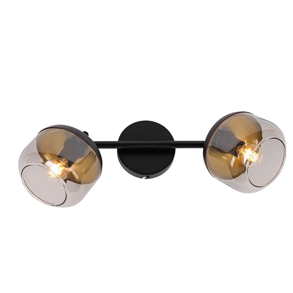 Design spot zwart met goud en smoke glas 2-lichts - Kyan