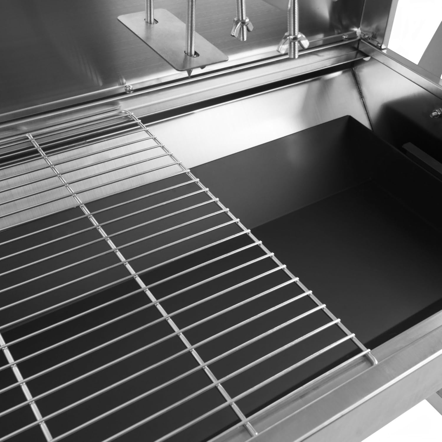 BBQ-Toro Mobiler Edelstahl Spanferkelgrill | Bis zu 60 kg | Rotisserie Grill Mit Motor, Spießbratengrill | Spießgrill für Schwein und Lamm, Schweinegrill mit Rollen, Elektrischer Grillspieß