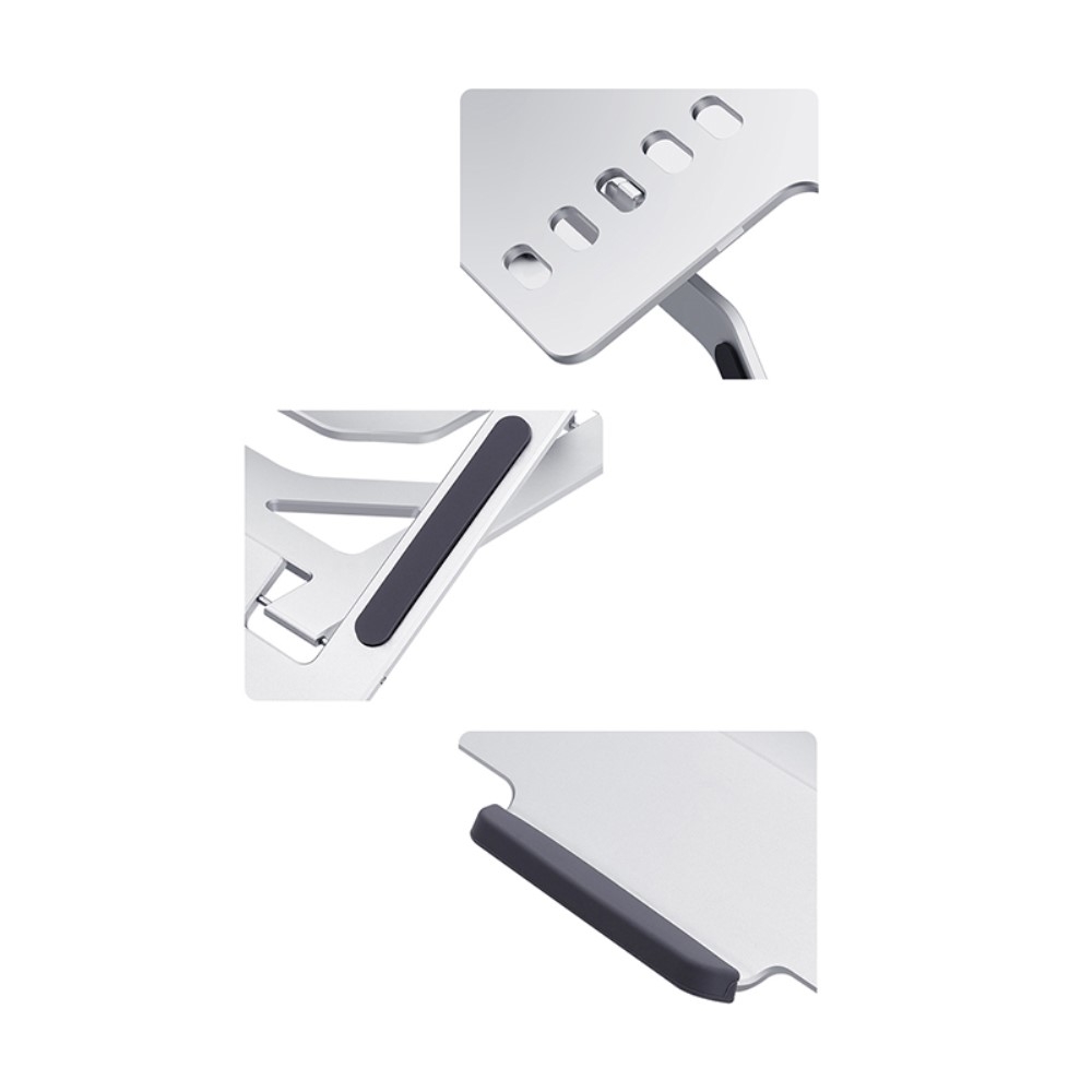 (Bis 40kg) Faltbare 5-Höhen Multi-Winkel Halterung Aluminium Ständer für Laptop / MacBook / Tablet - Silber