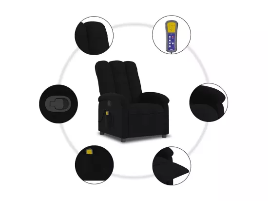 Fauteuil de massage inclinable Noir Tissu
