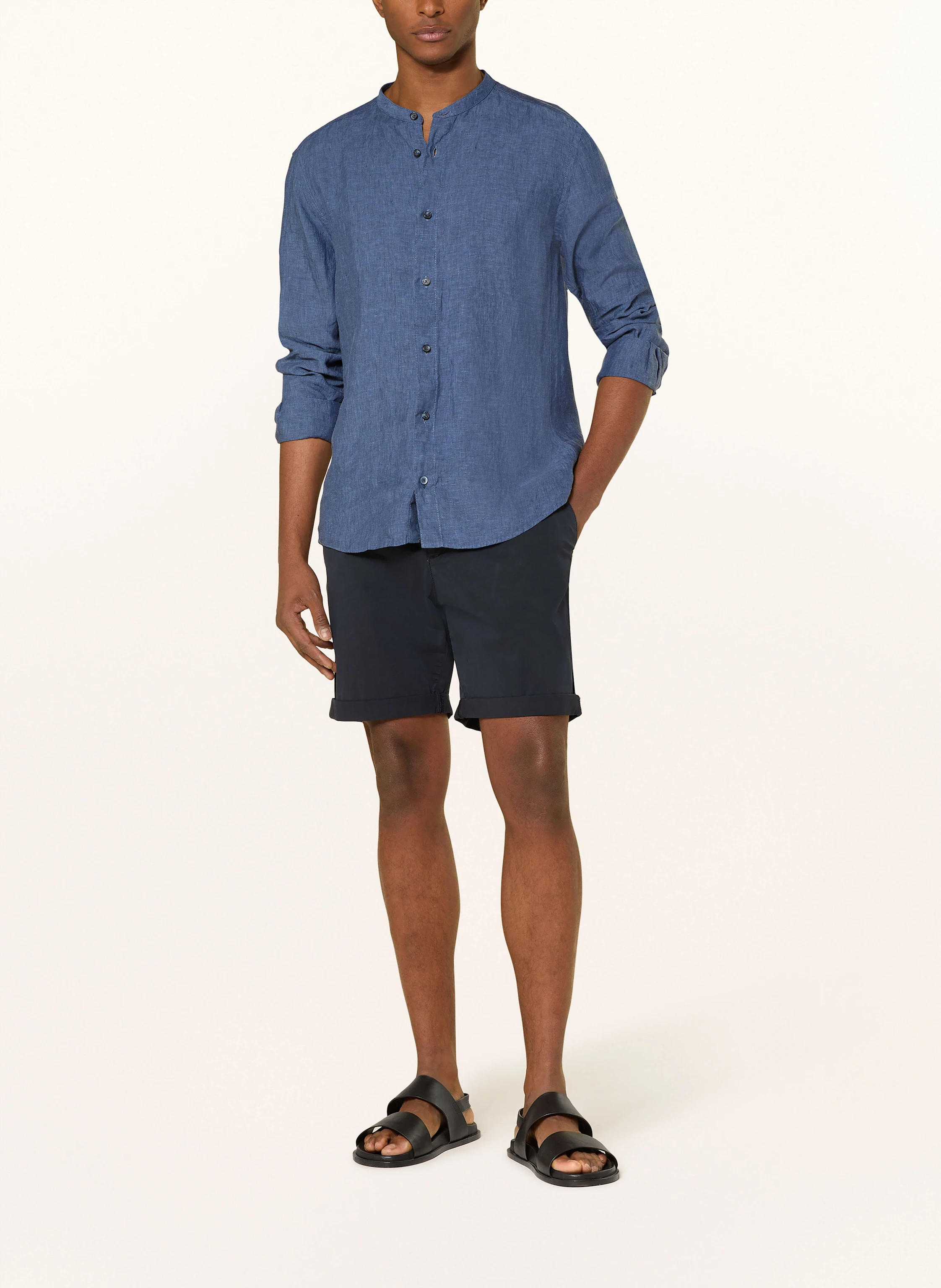 OLYMP Leinenhemd Casual regular fit mit Stehkragen