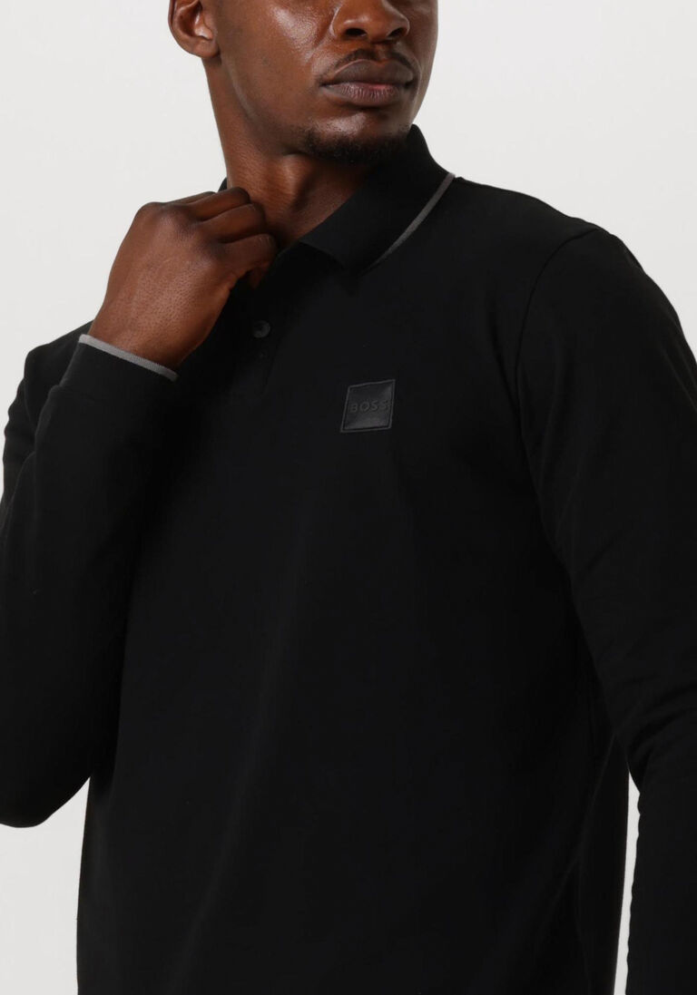 BOSS zwarte boss polo passertiplong