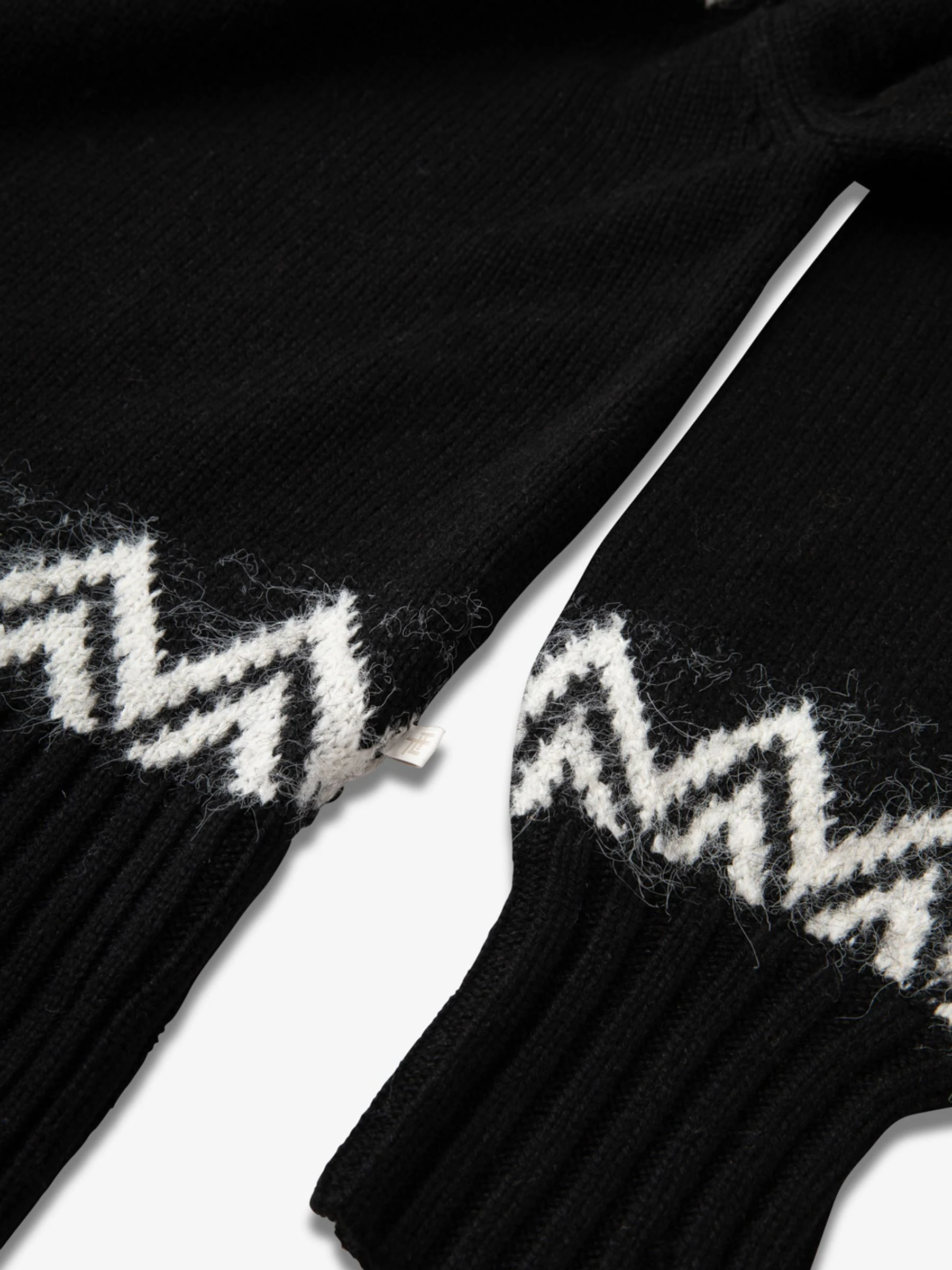 Zwart - The Little Tailor gebreide kersttrui met ruitvormig fairisle-patroon